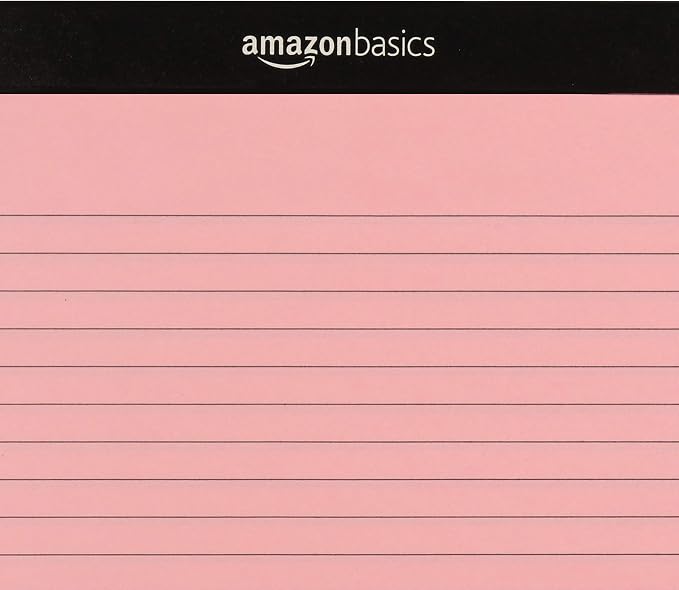 Amazon Basics Wide Ruled Lined Writing Note Pads with Sturdy Back, 8.5" x 11.75", Multicolor, 6-Pack, 300 Sheets, Perforated