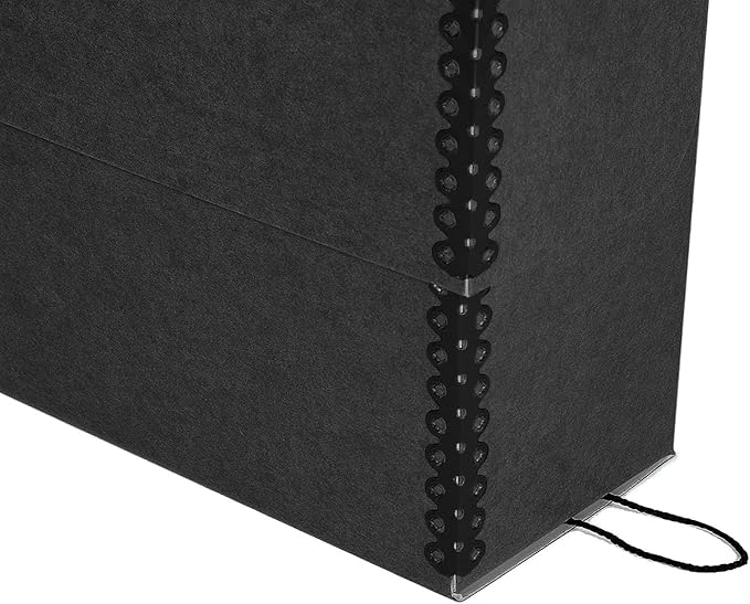 Lineco Archival Document Storage Box, Black, 12.5" x 10.5" x 5" | Letter-Sized, Metal Edge, Acid-Free Boxboard Case, Organize Files, Prints, Photos