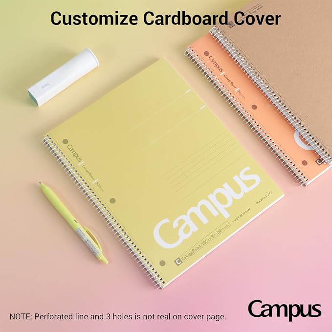 KOKUYO Spiral Notebooks, 3 Pack College Ruled 10-1/2" x 8" Lined Notebook | Campus Subject Notebooks, 80 Sheets, 3 Holes School Japanese Ring Journal for Work Study Note Taking, Yellow Orange Purple