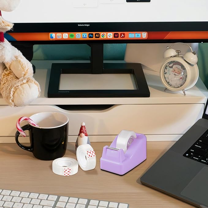 Desktop Tape Dispenser Purple with Weighted Nonskid Base - Includes 6 Rolls of Transparent Tape (0.71 Inch x 1000 inches Each)