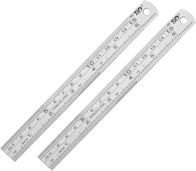 ZZTX Metal Ruler 6 Inches Stainless Steel 2 Pack | Rust-proof, Straight edge, Precise markings, Clear read