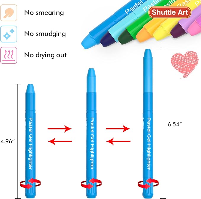 Shuttle Art 10 Pastel Colors Gel Highlighters,Bible Highlighters,No Bleed Through, Bible Journaling Supplies,Great for Journaling, Highlighting and Studying