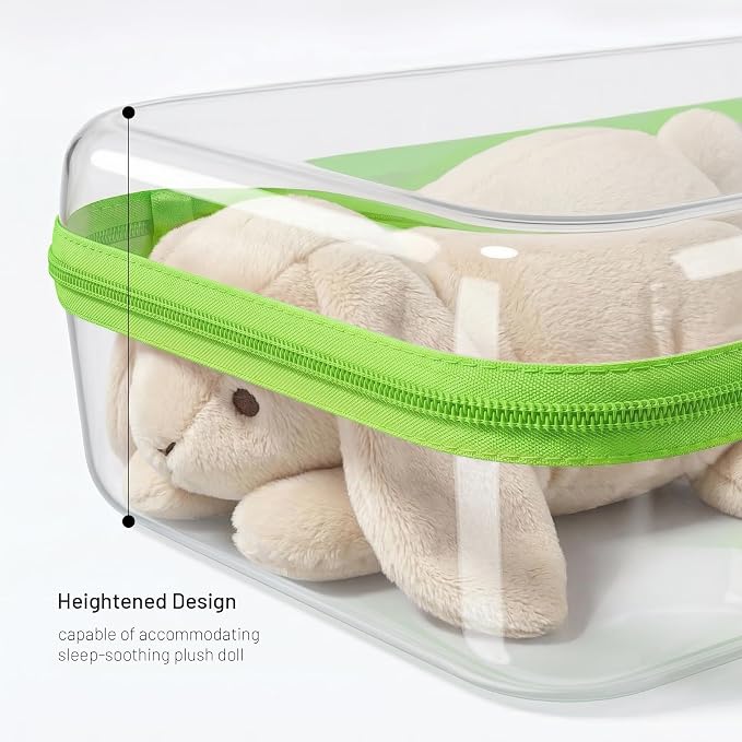 Large Toy Storage Bags with Handle,Clear Hard Shell Zipper Case, 3 Pcs Travel Toiletry Bag,Waterproof toys storage and Organizer Bags for Puzzles,Diapers,Cosmetics,Reusable Organizer Pouch (Green)