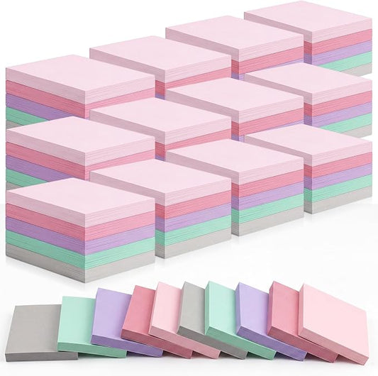 Fainne 120 Pads Sticky Notes Bulk 1.5 x 2 Inch Mini Self Stick Note Small Assorted Bright Colors Paper Memo for Office School Notebook Supplies 50 Sheets/pad (Simple Style,Pastel Mix)