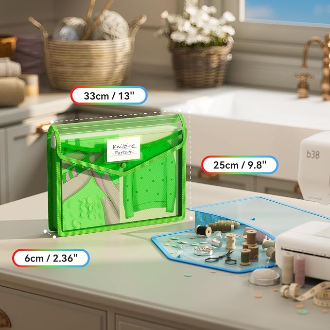 ABC life 6-Pack Plastic Expanding File Folder, Translucent Envelopes with Snap Closure, Large Capacity, Assorted Colors, Large Capacity, Fits Letter/A4 Size - RGB Color