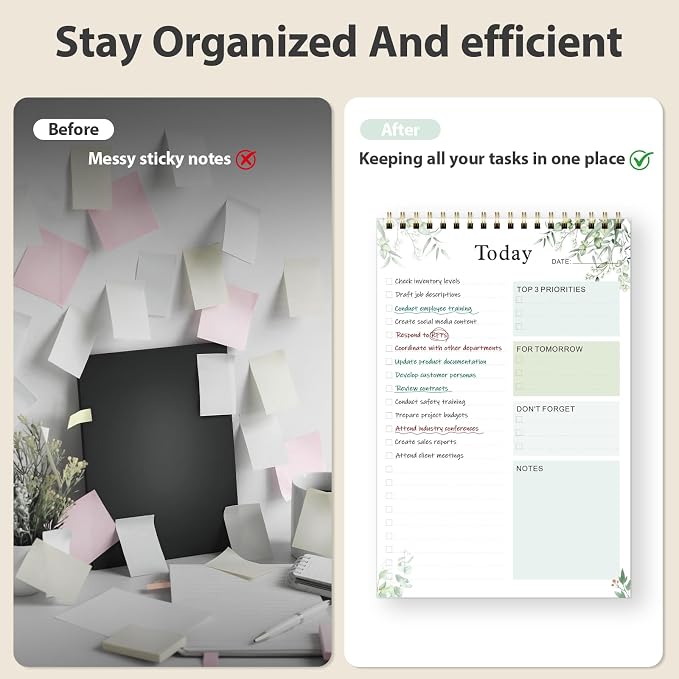 Weekly To Do List Notepad, Undated Planner with 52 Sheets (6.5''x8.9''), Desk Weekly Planner for Women & Man, Home School & Work