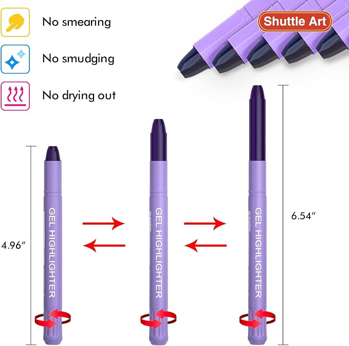 Shuttle Art 5 Pack Purple Gel Highlighters,Bible Highlighters,No Bleed Through, Bible Journaling Supplies,Great for Journaling, Highlighting and Studying