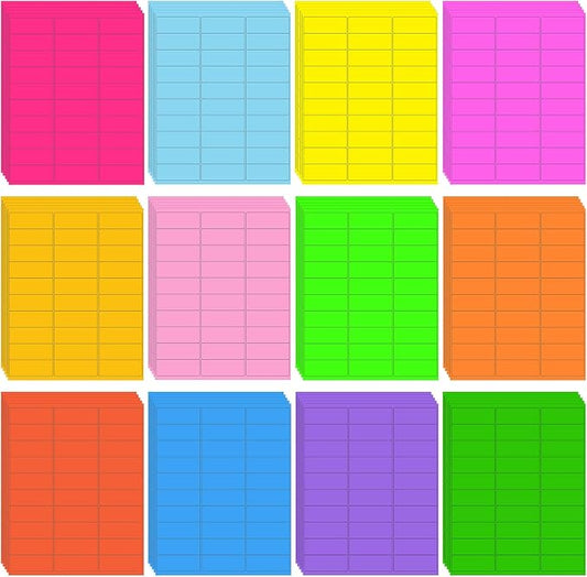 Geyee 1800 Pcs Fluorescent Address Labels Colored Address Labels 1'' x 2-5/8'' Neon Color Printable Stickers for Printer Return Mailing Shipping Message(Multicolor)