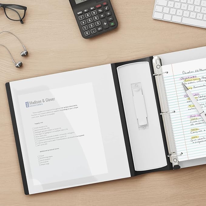 Staples Better View Binder, 4" 3‑Ring Binder, White, Reinforced Spine, High‑Capacity Binder for Home, School & Office Organization