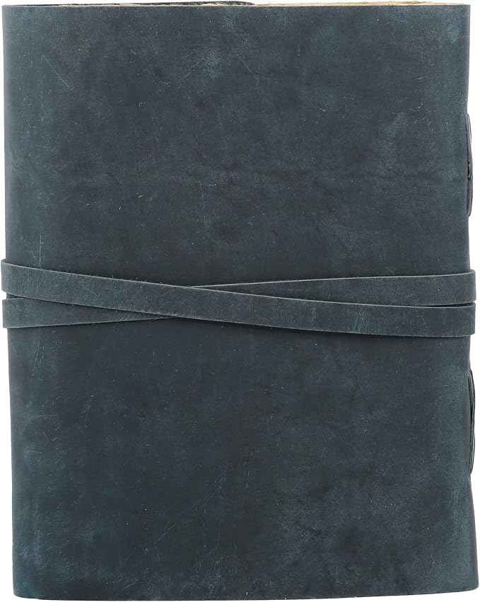 Leather Journal with Deckle Edge Paper 8x6 inch and Vintage Key | Handmade Writing Notebook Diary | Bound Daily Notepad for Men & Women Medium, Sketch/Writing pad for Artists