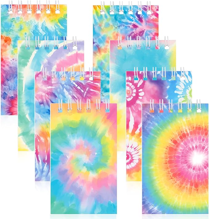 24 PCS Mini Tie Dye Notepads Small Spiral Notebook Mini Notebook Bulk for Party Supplies Multicolor Pocket Notebooks for Tie Dye Birthday Party Art Gift Supplies