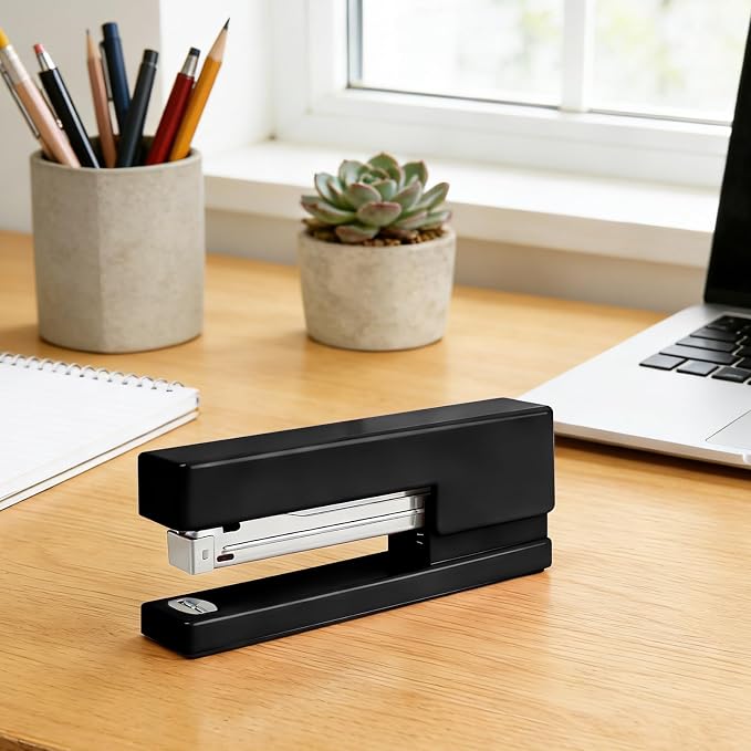 Office Desktop Stapler - 25 Sheet Capacity with 830 Staples and Staple Remover,Staplers for Desk,Non-Slip for School, Home, Black
