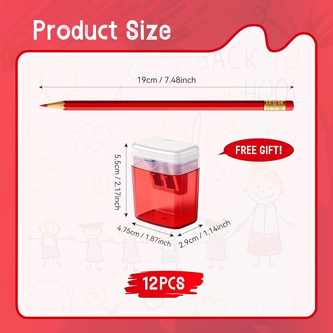 12 Pcs Red Pencils with Eraser for Kids HB Erasable Pencils Pre-Sharpened Professional Wooden Pencils Set, Ideal for School Writing, Drawing, Sketching, Coloring and Creative Projects(Red)