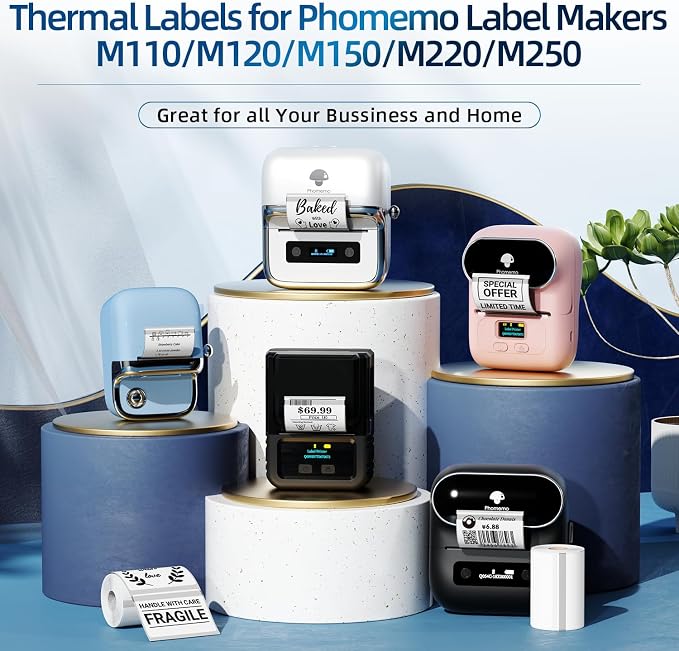 Phomemo Transparent Thermal Label Paper, 1.57"x1.18" (40x30mm), 230 Labels/Roll, Round, Multi-Purpose, Clear