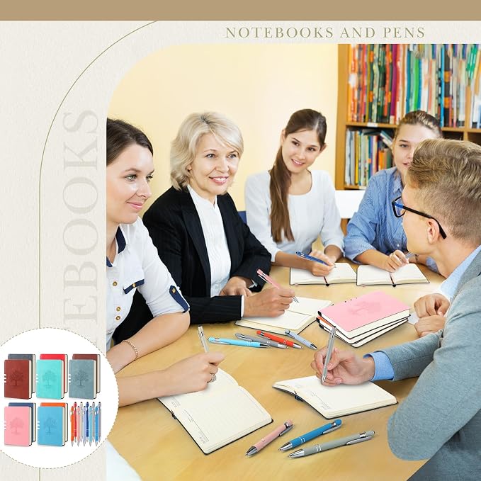 Eaasty 10 Sets A6 Tree of Life Journals Notebooks and Pens Set Colorful Tree Mini Lined Journals Hardcover Executive Notebooks Bulk Gifts for Christmas School Office Writing Supplies(Assorted Colors)