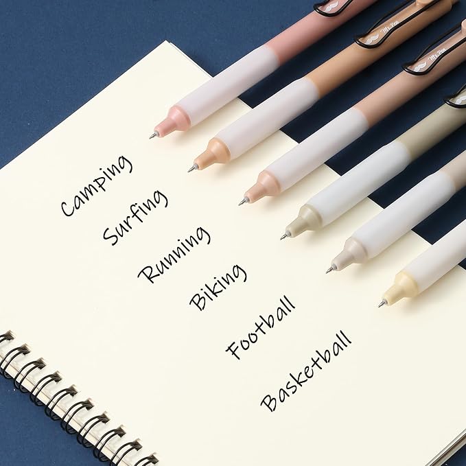 Mr. Pen- Retractable Gel Pens, 6 Pack, Black Ink, Boho Barrels | Fine Point 0.5 mm, Fast Dry, Smooth Writing, Cute Pens for Drawing, Writing Planner and School Supplies