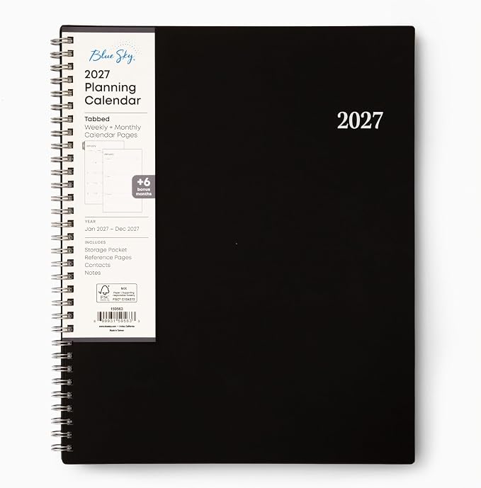 Blue Sky 2027 Weekly & Monthly Planner Calendar, 8.5"x11", Enterprise | January 2027 - December 2027, Flexible Cover, Durable Twin Wire Binding, Laminated Tabs, Storage Pocket