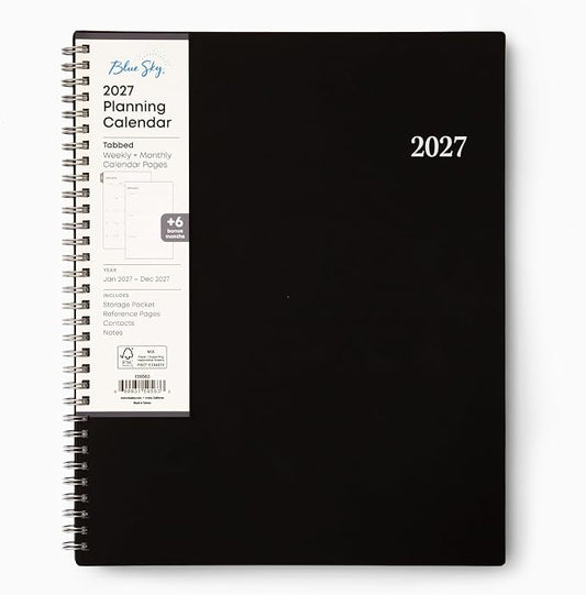 Blue Sky 2027 Weekly & Monthly Planner Calendar, 8.5"x11", Enterprise | January 2027 - December 2027, Flexible Cover, Durable Twin Wire Binding, Laminated Tabs, Storage Pocket