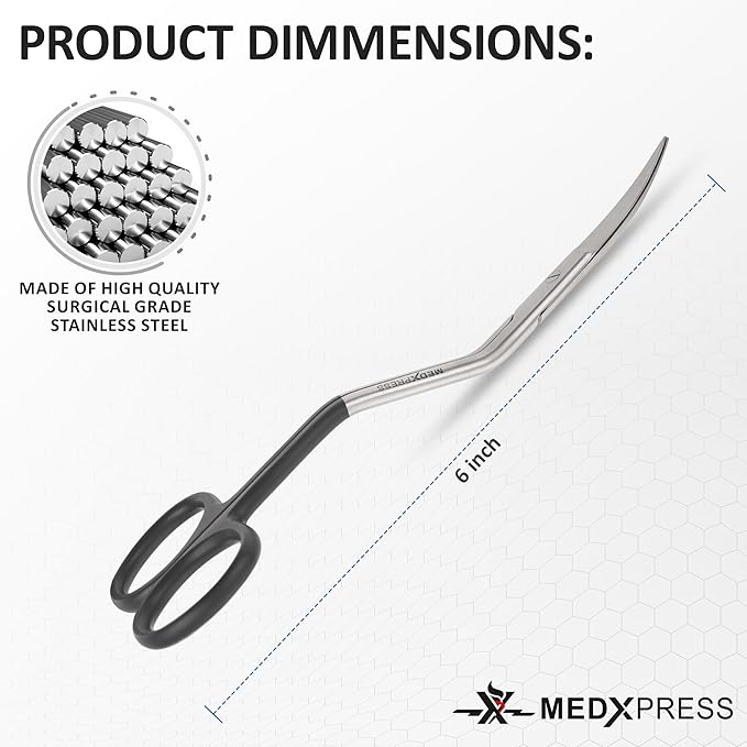 Bent Handle Double Curved Embroidery Scissors 6 Inch Stainless Steel Embroidery Scissors for Fabric Stitches and Crafting Machine Embroidery Sewing Applique scissors.