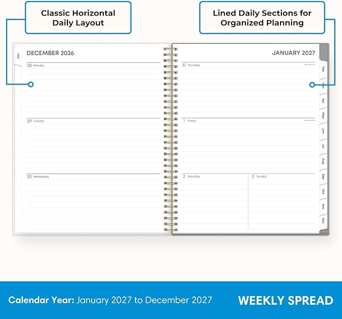Blue Sky 2027 Weekly & Monthly Planner Calendar, 8.5"x11", Sophie | January 2027 - December 2027, Flexible Cover, Durable Twin Wire Binding, Laminated Tabs, Storage Pocket