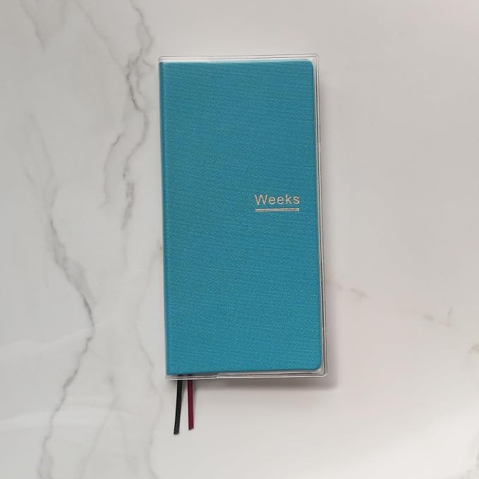 Undated Weekly Planner Notebook Pocket Organizer Appointment Book Journal Notebook A6 Week Plan Notepad (Lake blue with cover)