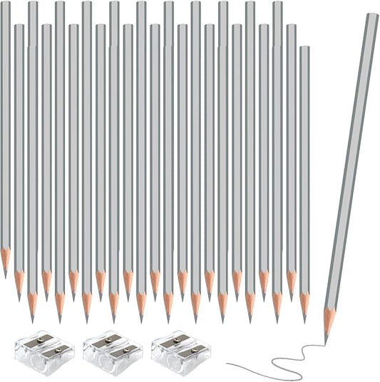 36 Pack Silver Colored Pencils for Kids, Pre-sharpened Art Pencils Back to School Supplies Set, Drawing Sketching Pencils for Students, Teachers, Classroom