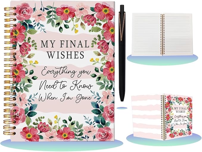 My Final Wishes End of Life Planner with Pen Set - A5 Spiral Notebook, Everything You Need to Know Lined Journal, Funny Retirement Goodbye Gifts for Coworkers, Peace of Mind Organizer