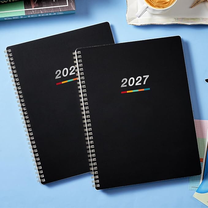 2027 Weekly and Monthly Planner Calendar, January 2027 - December 2027 | 8.5" x 11", Planner 2027 with Monthly Tabs, Spiral Binding, Thick Paper, Storage Pocket - Classic Black