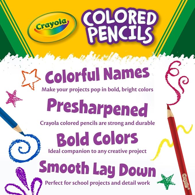 Crayola Colored Pencils (36ct), Kids Pencil Set, Pre-Sharpened Coloring Book Pencils for Kids & Adults, Arts & Crafts Supplies, Coloring Gift, Ages 3+ (Pack of 12)