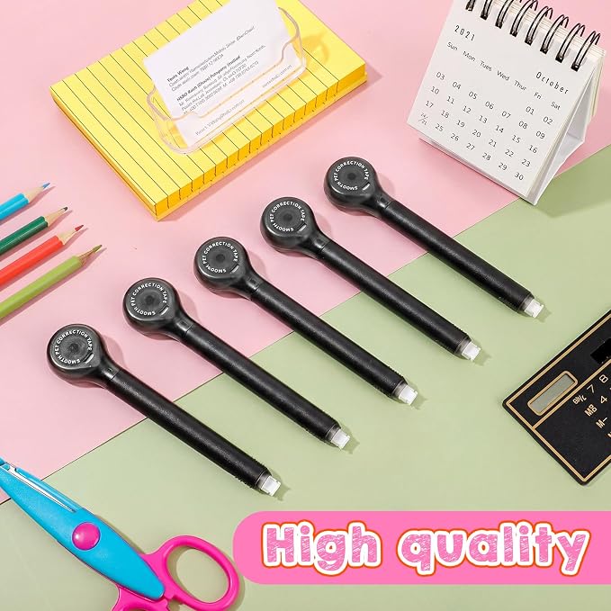 Gersoniel 25 Pack Correction Tape Pen Correctional Ink Tape Push Pull Protective, Easy to Use Applicator for School Office Supplies, 0.2 x 236 Inch (Black Color)