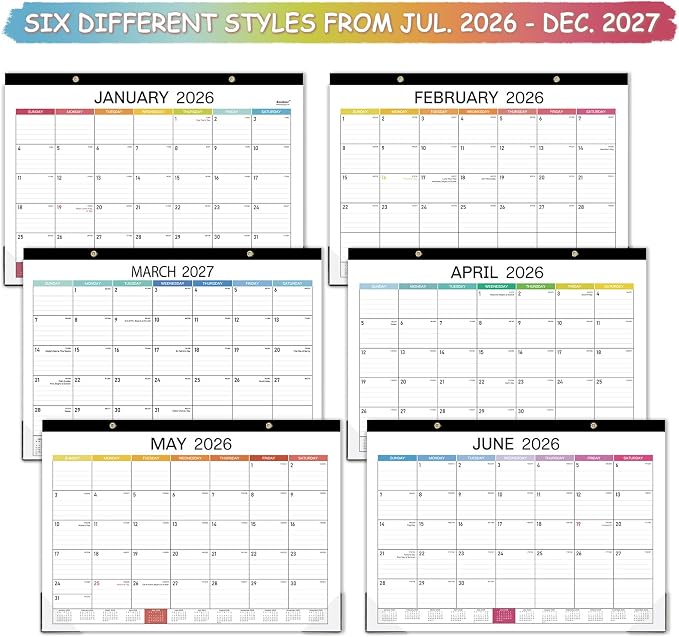 2026-2027 Desk Calendar - Desk Calendar 2026-2027, 14.8" x 11.4", Jul. 2026 - Dec. 2027, 18 Months Calendar, Large Ruled Blocks, Tear Off, Corner Protectors, Desk/Wall Calendar for Planning and Organizing