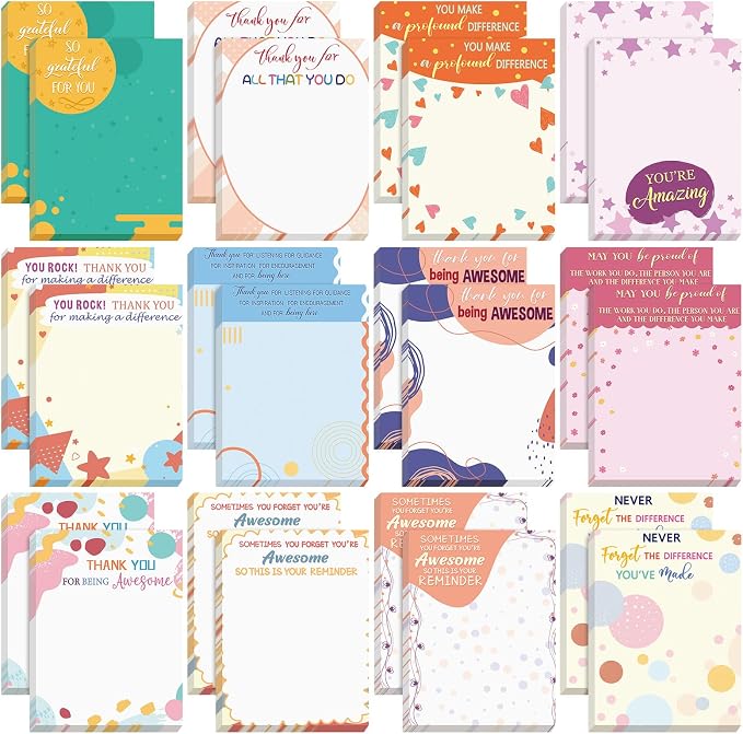 Yinder 24 Pcs Sticky Notes Gifts Bulk,Appreciation,Lovely