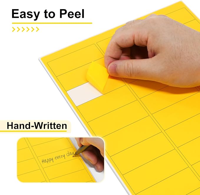 L LIKED 900 Fluorescent Yellow Address Labels, 1" X 2-5/8" Neon Colored Labels Handwritten or Inkjet/Laser Print for Shipping Envelopes & Small Packages - 30 Sheets