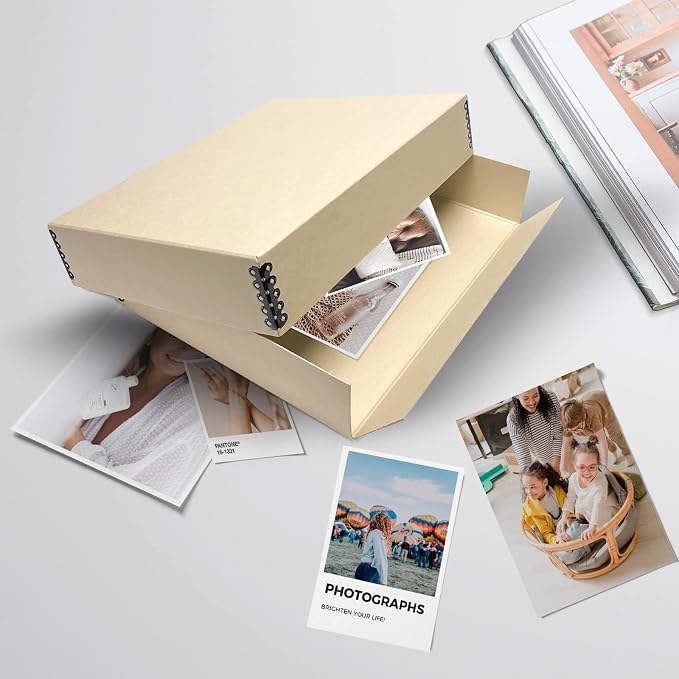 Lineco Museum Archival Storage Box, Drop Front, 11.75x15.25x3 in, Tan | Acid-Free with Metal Edge, Preserves Picture Longevity, Organize Photos, Newspapers, Prints, Documents, Crafts, DIY
