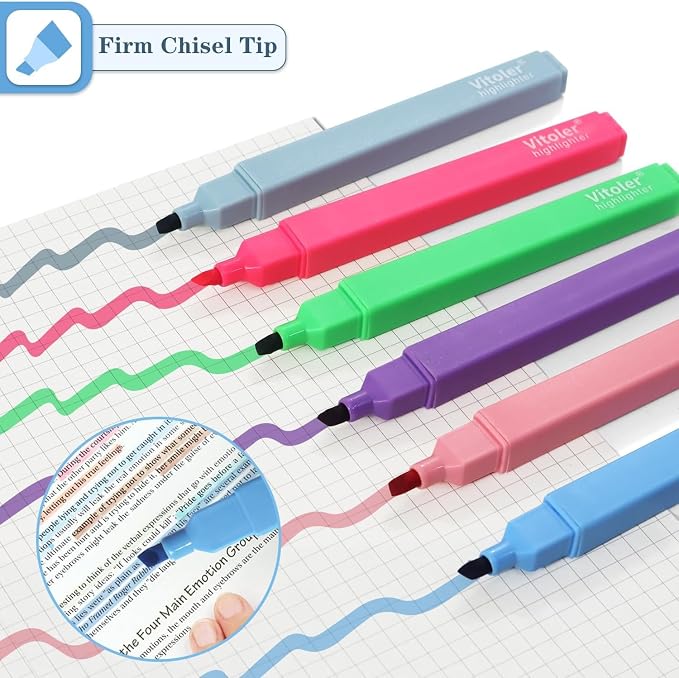 Pastel Highlighters Set, Assorted Color,Chisel Tip 8 Pack | cute bright colol,high quality for bible study,books,journal,writing,school office