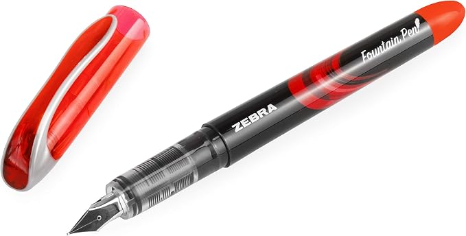 Zebra Fuente - Disposable Fountain Pen - Black, Light Blue, Red, Green, Pink, Violet - Pack of 6