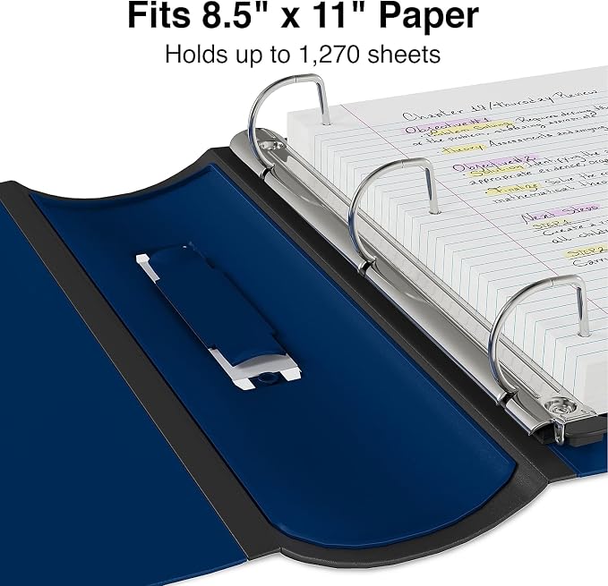 Staples Better Binder, 5" Extra‑Capacity Heavy‑Duty D‑Ring Binder, Navy Blue, Reinforced Spine, Holds 1,050 Sheets, High‑Capacity Office & Records Organizer, 2‑Pack
