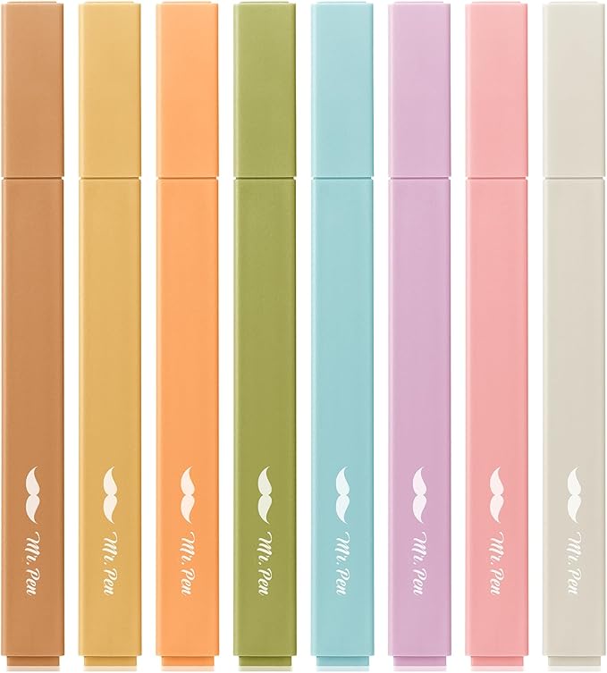 Mr. Pen- Aesthetic Highlighters No Bleed, 8 Pack, Assorted Colors | Chisel Tip, Cute Highlighters Assorted Colors for Journaling, Highlighting, Underlining, Fast Dry, Back to School Supplies
