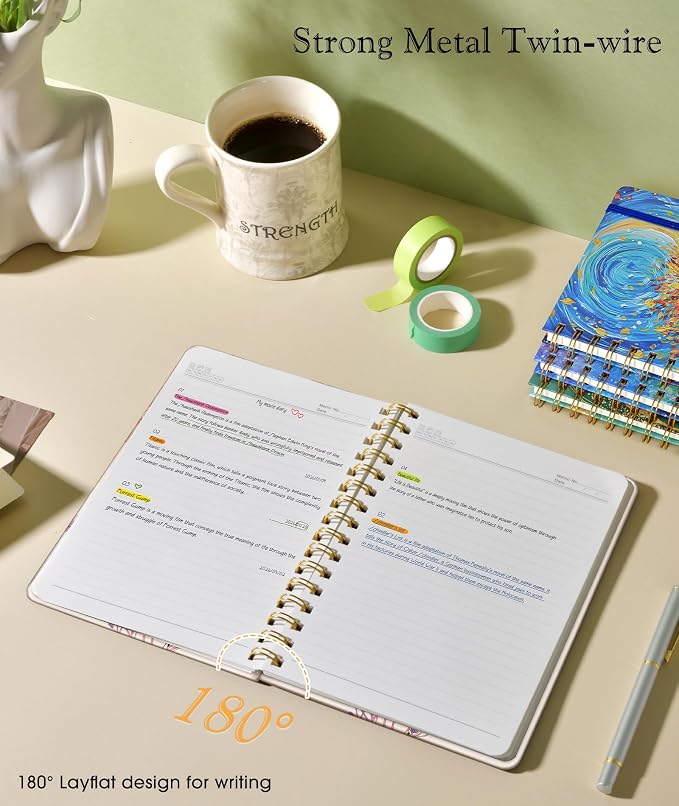 PAPEJOON Lined Spiral Journal Notebook for Women, A5 Cute Hardcover Spiral Journals for Writing, 150 Pages Pretty College Ruled Notebooks for Work & Note Taking, 5.75" x 8.38", Butterfly Bouquet