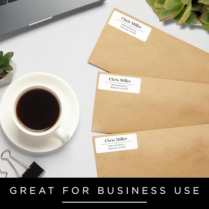 Personalized Return Address Labels, Custom Address and Name Mailing Labels for Envelopes & Branding- Basic Design 1x2.6 Inches Flat Sheet of 60-1200 Made in USA by My Sign Center