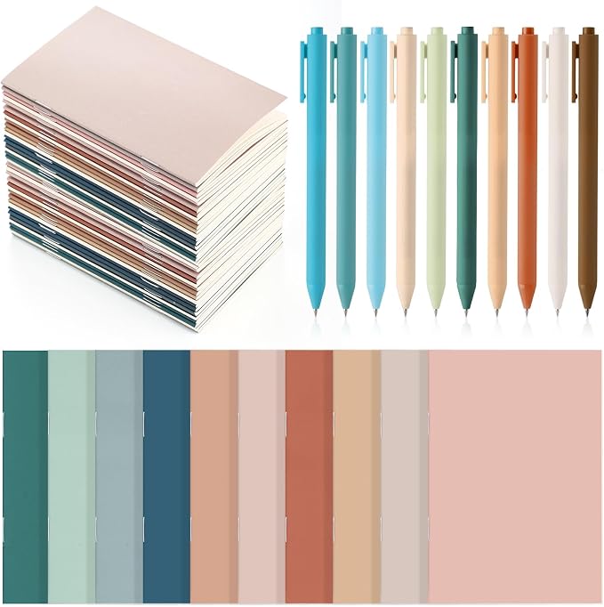 Eaasty 20 Set Mini Notebooks with Ballpoint Pens Bulk Back to School Gift Small Pocket Notepads Gradual Color Composition Journals and Pens for School Supplies Writing Notebooks (Healing Series Color)