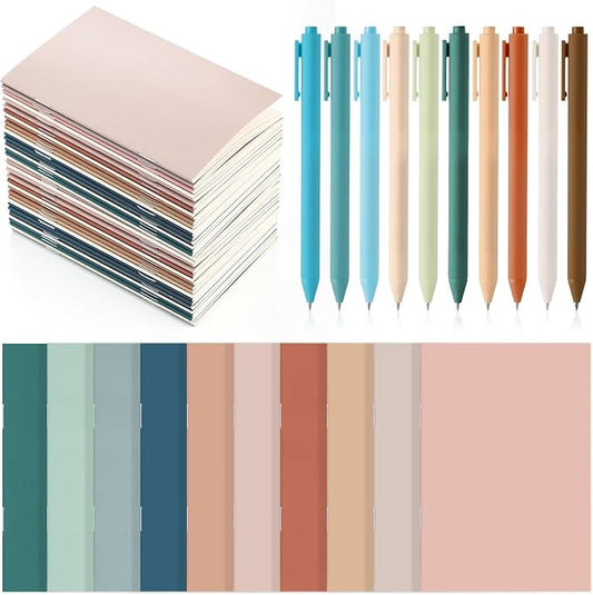 Eaasty 20 Set Mini Notebooks with Ballpoint Pens Bulk Back to School Gift Small Pocket Notepads Gradual Color Composition Journals and Pens for School Supplies Writing Notebooks (Healing Series Color)