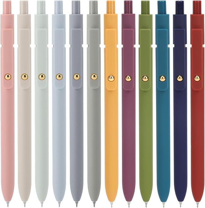 Ddaowanx Gel Pens, 0.5mm Quick Dry Black Ink Pens Fine Point Smooth Writing Pens, Cute Office School Supplies Gifts for Women (24 Pcs Vintage+Morandi-Black Ink)