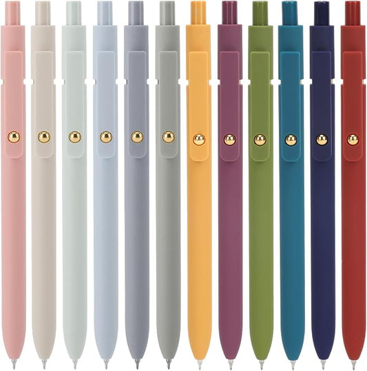 Ddaowanx Gel Pens, 0.5mm Quick Dry Black Ink Pens Fine Point Smooth Writing Pens, Cute Office School Supplies Gifts for Women (24 Pcs Vintage+Morandi-Black Ink)