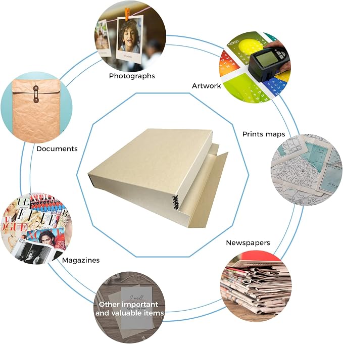 Lineco Drop Front Archival Storage Box, 17.75x22.75x3 in, Tan, 2 Pack | Acid-Free with Metal Edge, Preserves Picture Longevity, Organize Photos, Newspapers, Prints, Documents, Crafts, DIY