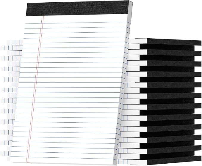 Legal Pads 8.5 X11.75, Narrow Ruled Notepads, 24 Pack, 30 Sheet/Pad | White Legal Pads, Tear Off Notepad, Perforated Writing Pad, Notebook Paper College Ruled, Notepads For Office Home School