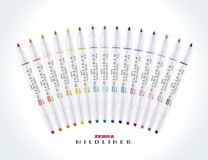Zebra Pen Mildliner Double Ended Highlighter Set, Broad and Fine Point Tips, Assorted Ink Colors (Pack of 6, 90 Count Total)