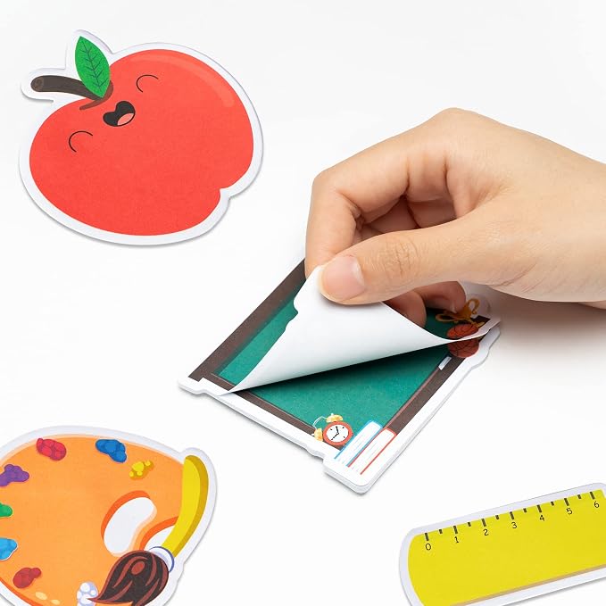 Xqumoi 30 Pack Back to School Sticky Notes Classroom Office Home Supplies | Self-Adhesive Writing Memo Pad, Daily Reminders Notepad, Welcome Back Gift, Pencil Ruler Book Blackboard Shaped, for Kid Teen
