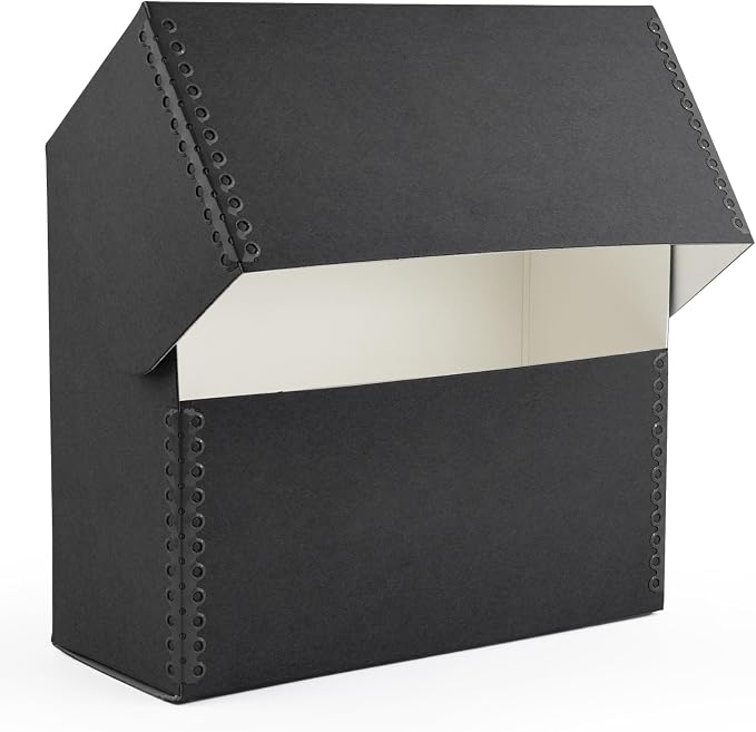 Lineco Archival Document Storage Box, Black, 15.5" x 10.5" x 5" | Legal-Sized, Metal Edge, Acid-Free Boxboard Case, Organize Files, Prints, Photos