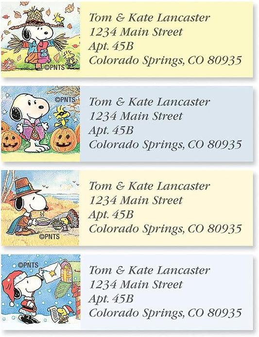 Colorful Images Peanuts Return Address Labels | Snoopy Year Round , 240 Count, Self-Adhesive (on Flat-Sheet Labels Customize with Name & Shipping Address
